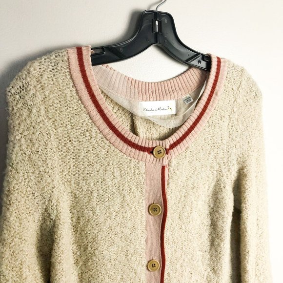 Charlie & Robin Cream Button Front Fuzzy Retro Cardigan Small womens - Picture 3 of 9